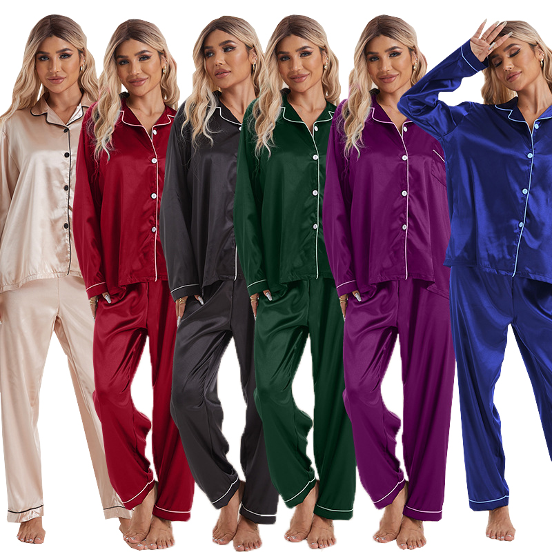 Seturi de pajamă de satin personalizabile pentru bărbați și femei
