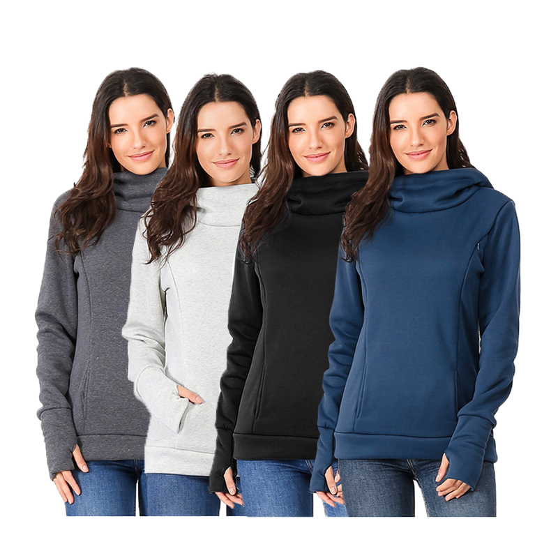 Culoare solidă imprimată cu capuchon de asistență medicală Hoodie Top