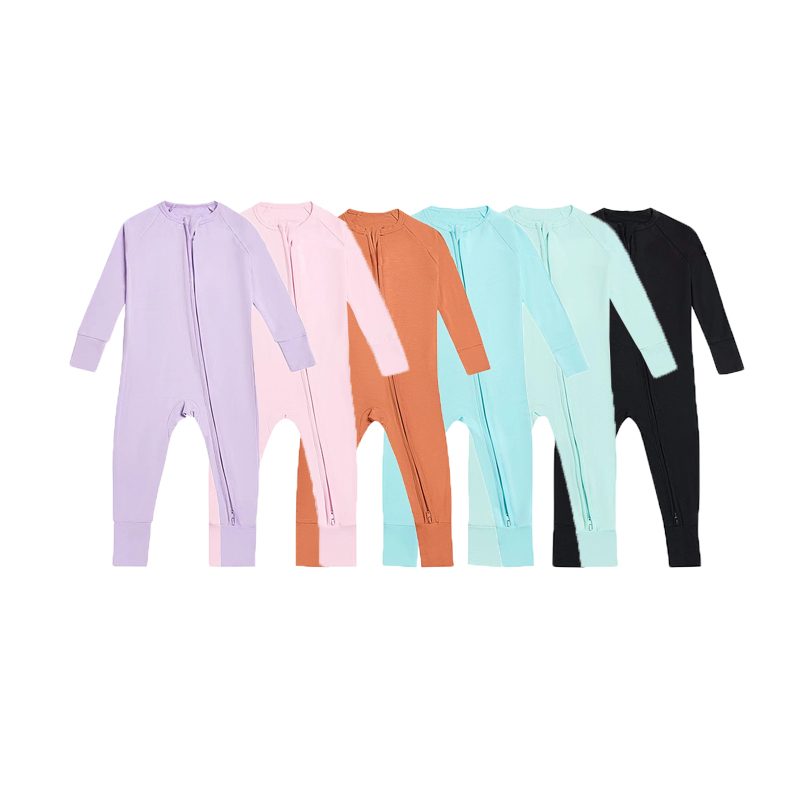 Bambus bebeluș pijama fermoar Footie pijama Romper