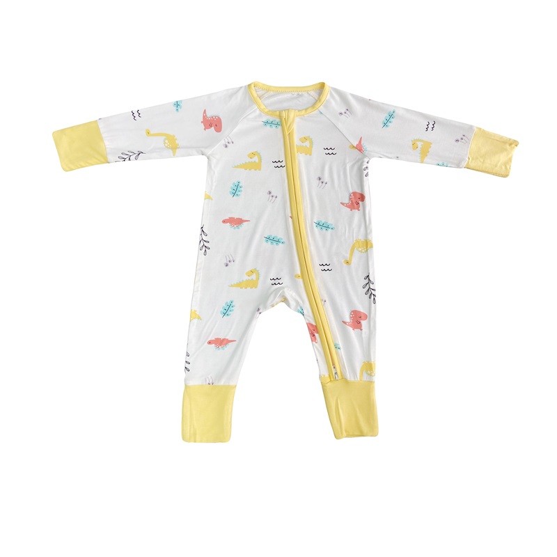 Bambus Baby Rompers fermoar Footie Pijama Romper convertibil