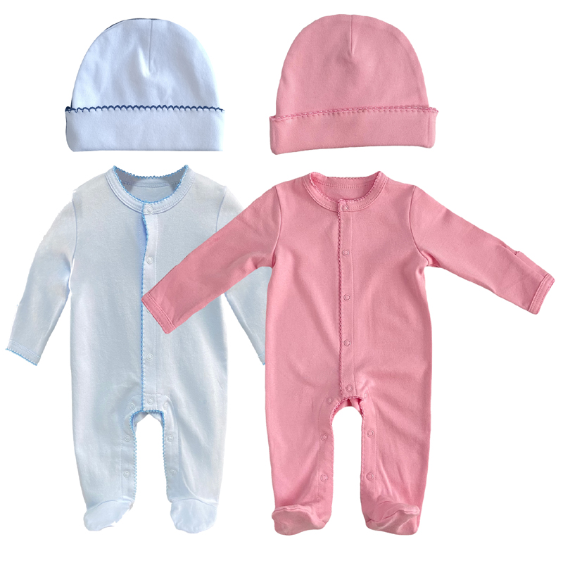 Set personalizat de bumbac organic Picot Trim Footie Swaddle